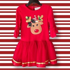 Emily Rose Size 4 Christmas Appliqué Reindeer Cotton/Spandex Tulle Skirt